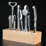 Walnut Clip Garlic Press Wine Bottle Opener Peeler Can Opener - Image 5